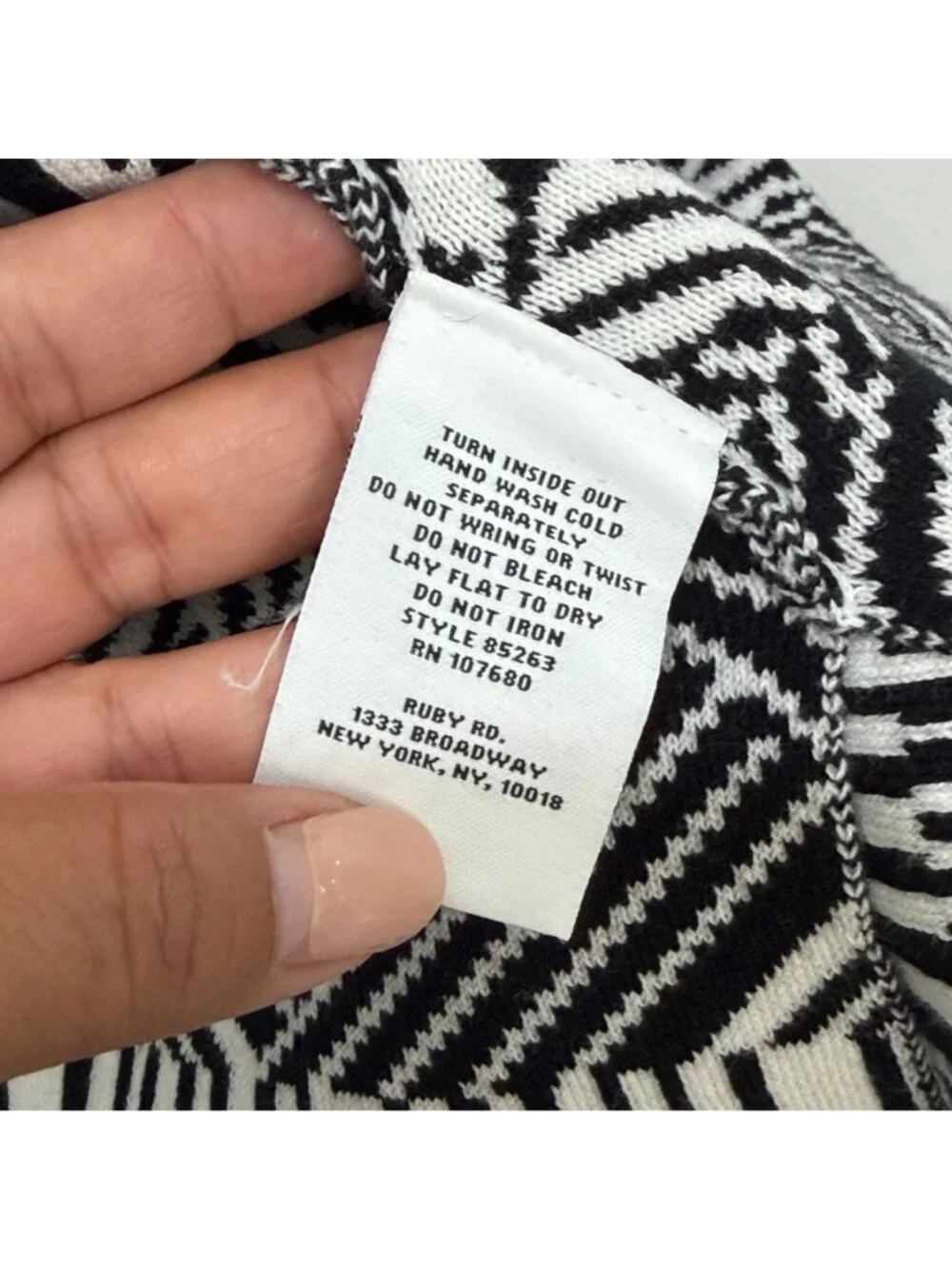 Ruby Rd Women Black&White Open Front Cardigan Sweater 2X Heavy Knit Cotton Blend